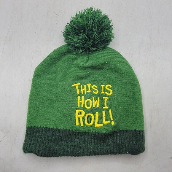 John Deere Kids Pom Pom Beanie Hat Green Tractor This Is How I Roll Winter Warm - Picture 2 of 6
